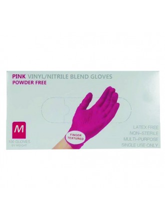 Перчатки одноразовые винил/нитрил M, розовые