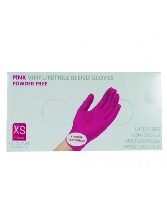 Перчатки одноразовые винил/нитрил XS, розовые