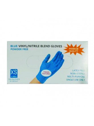 Перчатки одноразовые винил/нитрил XS, синие